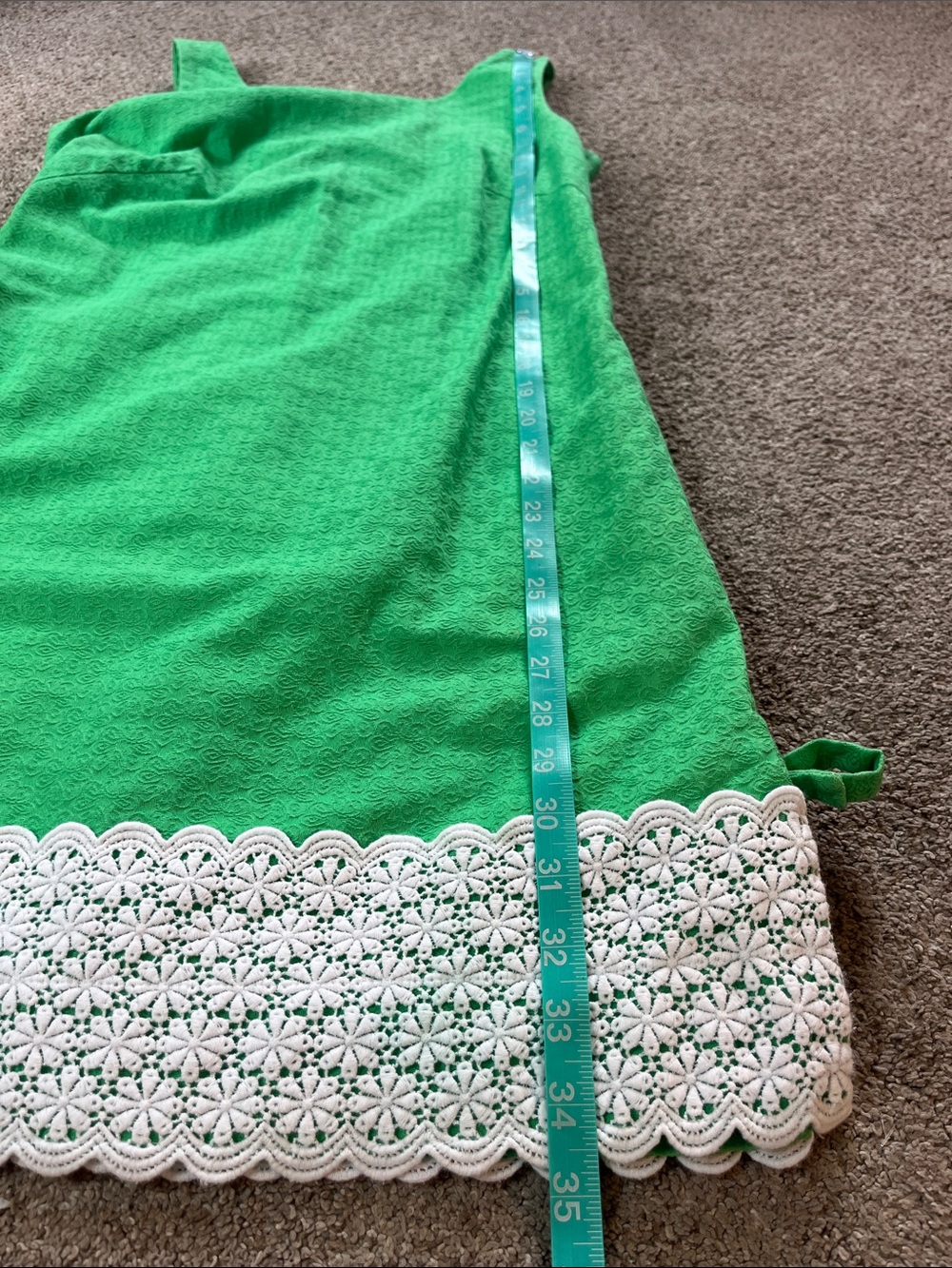 🍀🌼☘️Lilly Pulitzer sz4 Daisy Embossed Green Shift Embroidered Hem Bows WOW! EUC - Picture 10 of 13